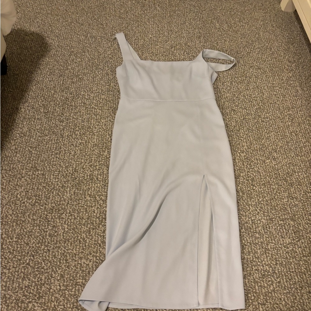 Babaton One Shoulder Light Blue Dress